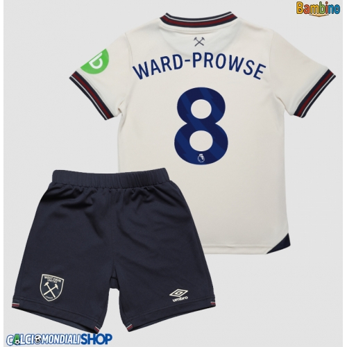 Maglie da calcio West Ham United James Ward-Prowse #8 Seconda Maglia Bambino 2025-26 Manica Corta + Pantaloni corti)